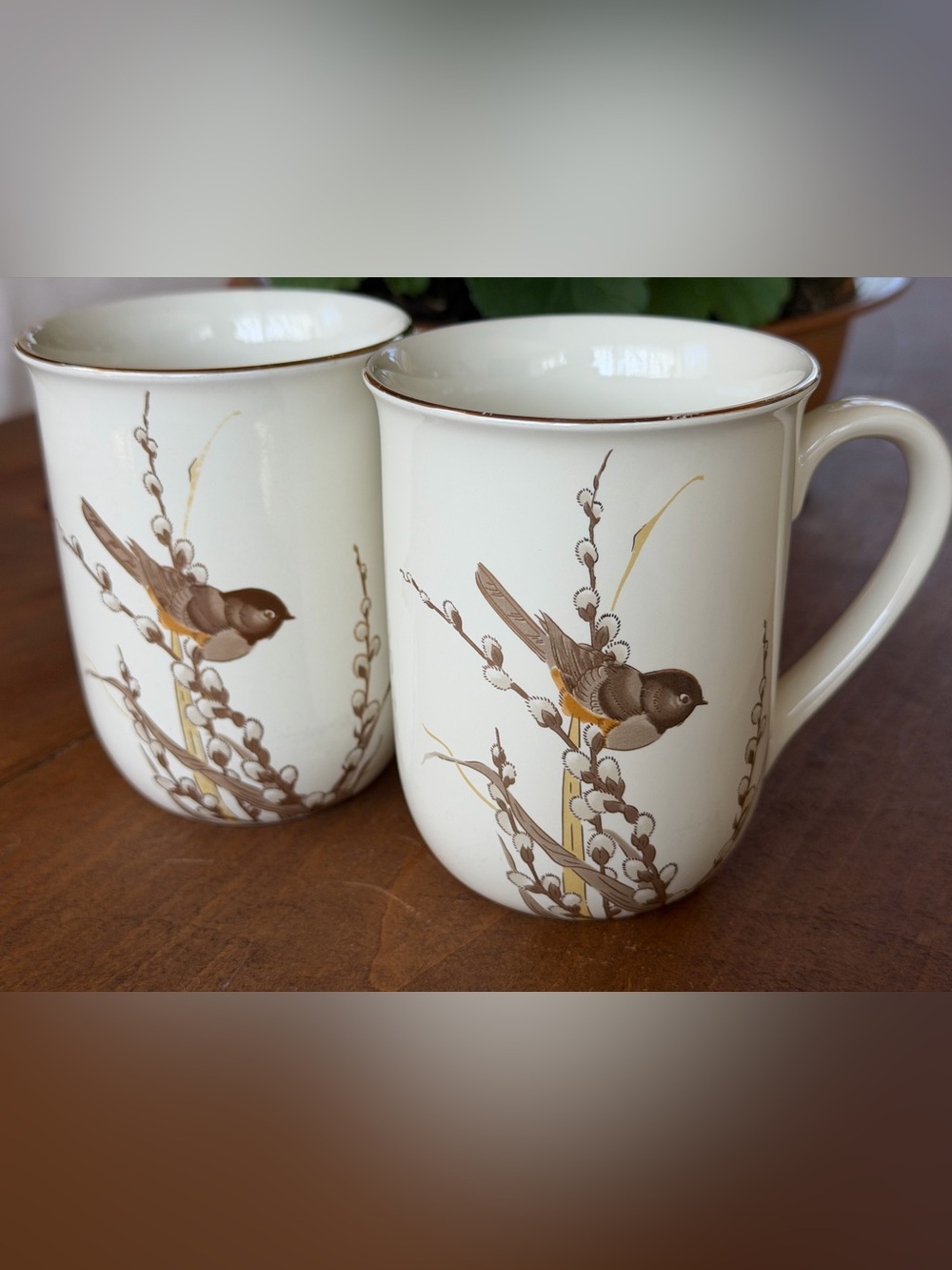 Pair Otagiri Birds Mugs Willows